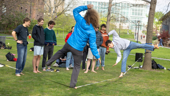 Cornell Slackers student group holds Slackfest on the Arts Quad.