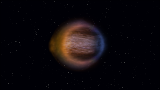Photo: news.cornell.edu The shape of WASP-17b’s atmosphere mapped using transmission strings. The planet has a broad banded jet around the equator