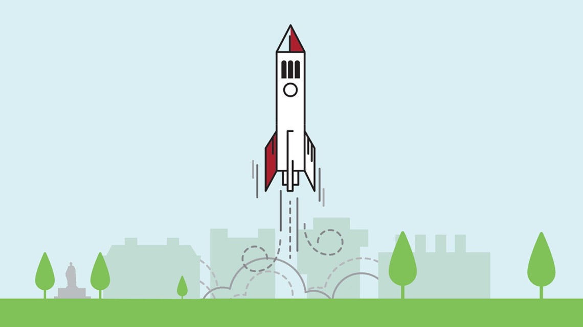 McGraw tower as rocket illustration