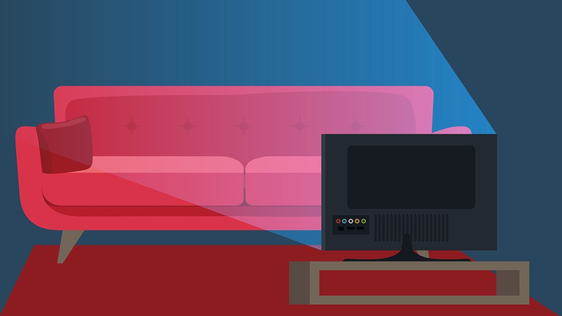 Illustration of tv playing in empty room