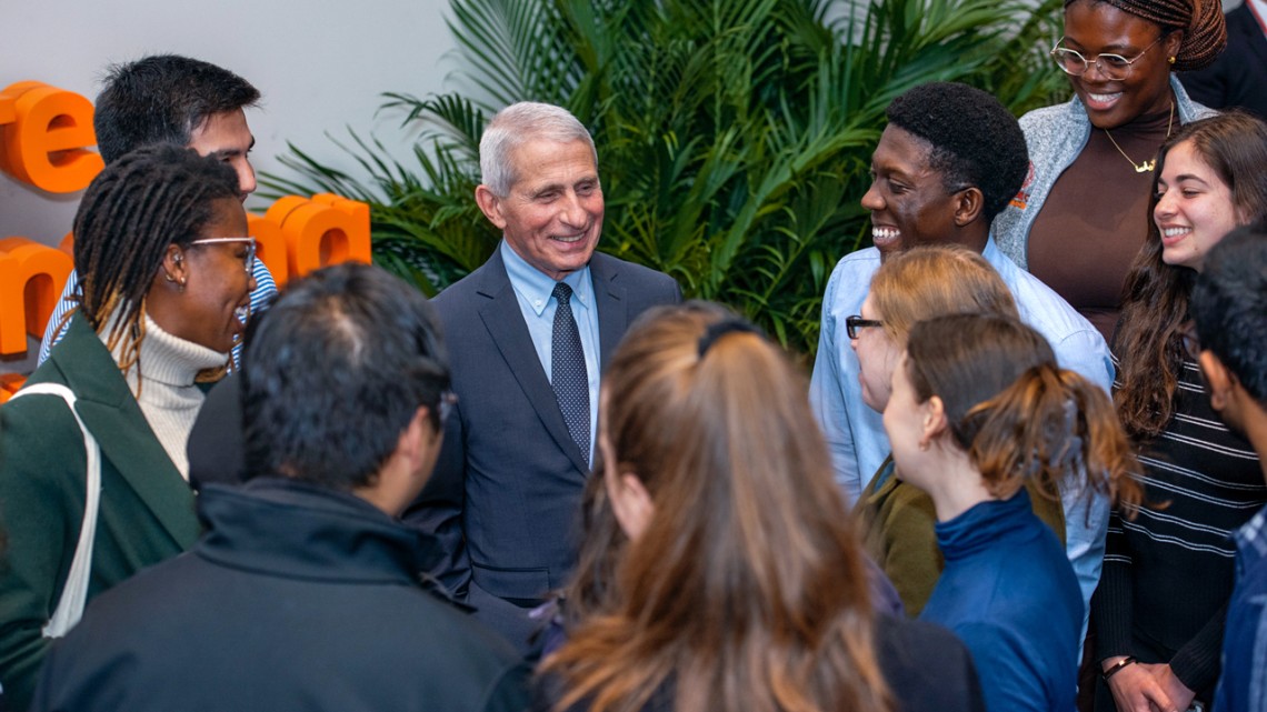 Dr. Anthony Fauci with students