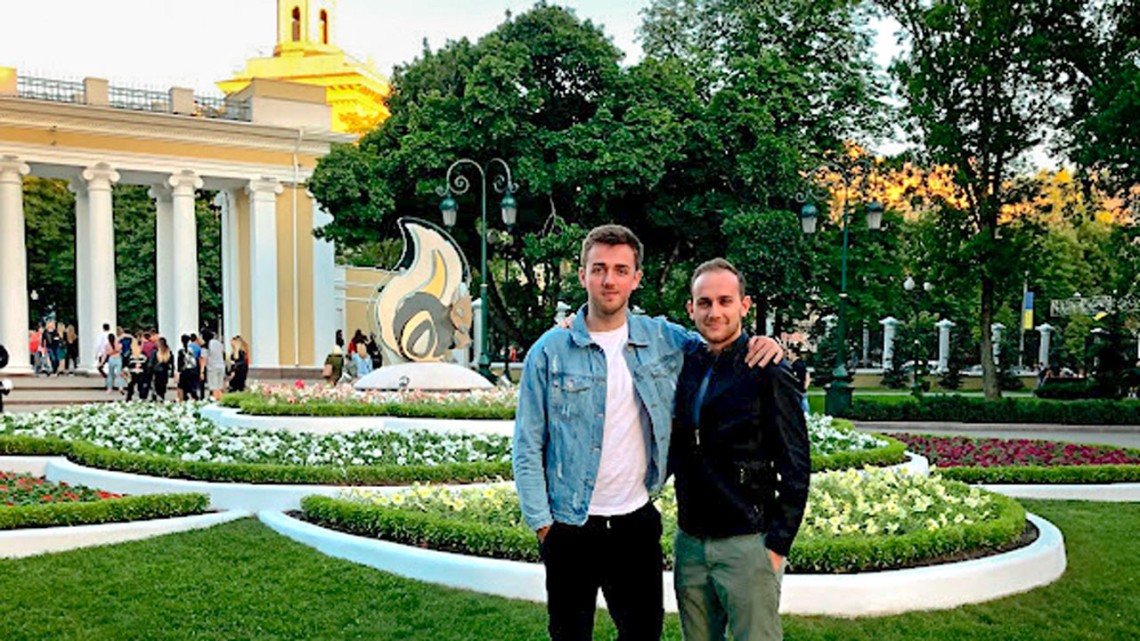 Mark Kreynovich ’19 and Dillon Carroll ’20 in Ukraine in 2018.