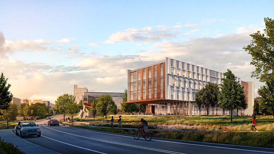 A schematic for the new Bowers CIS building, as viewed from Hoy Road.