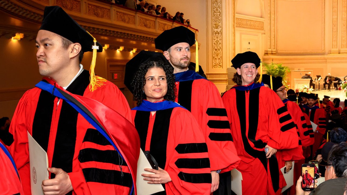 Doctoral students enjoy the moment at Carnegie Hall.