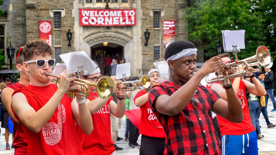 Band playing for new students