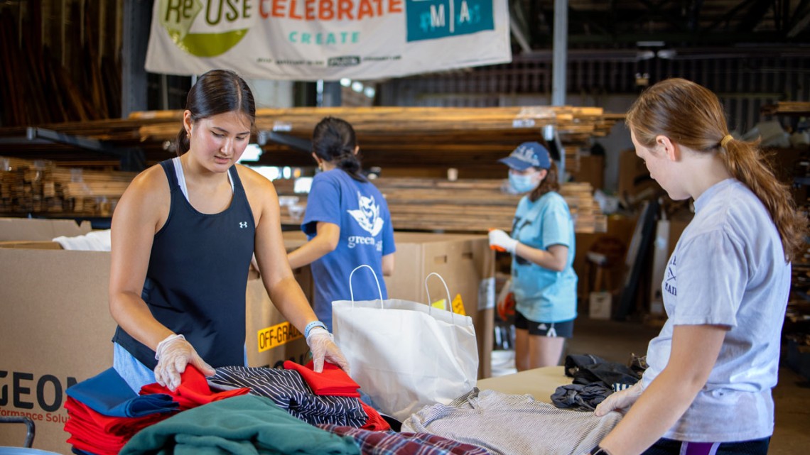 Incoming students worked at the ReUse Center during the Pre-Orientation Service Trips program