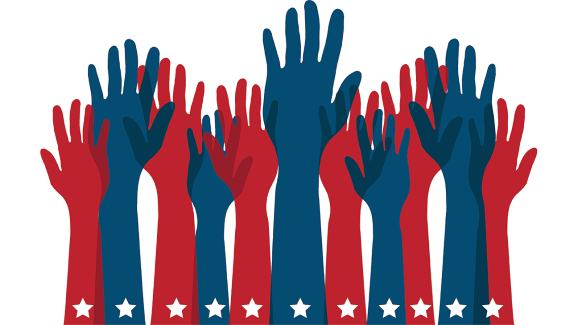 Raised hands to vote