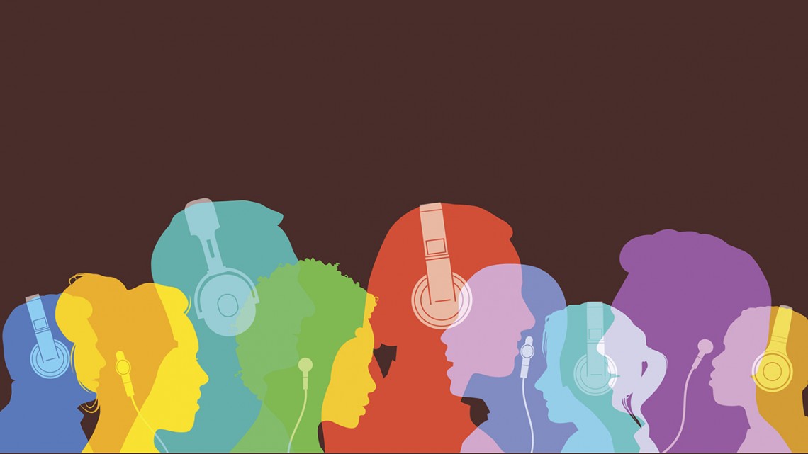 Music listeners illustration