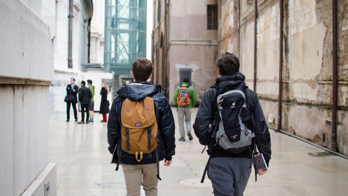 Students walking in Rome