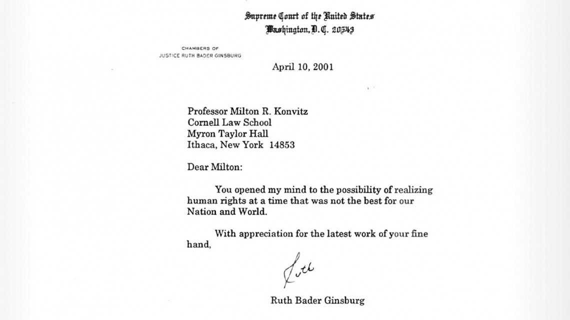 Ginsburg 2001 letter to Konvitz