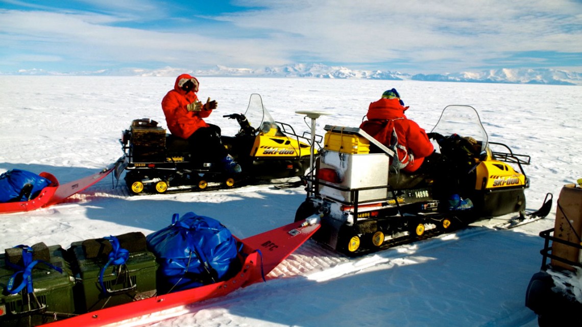 Snowmobiles in Antarctica 