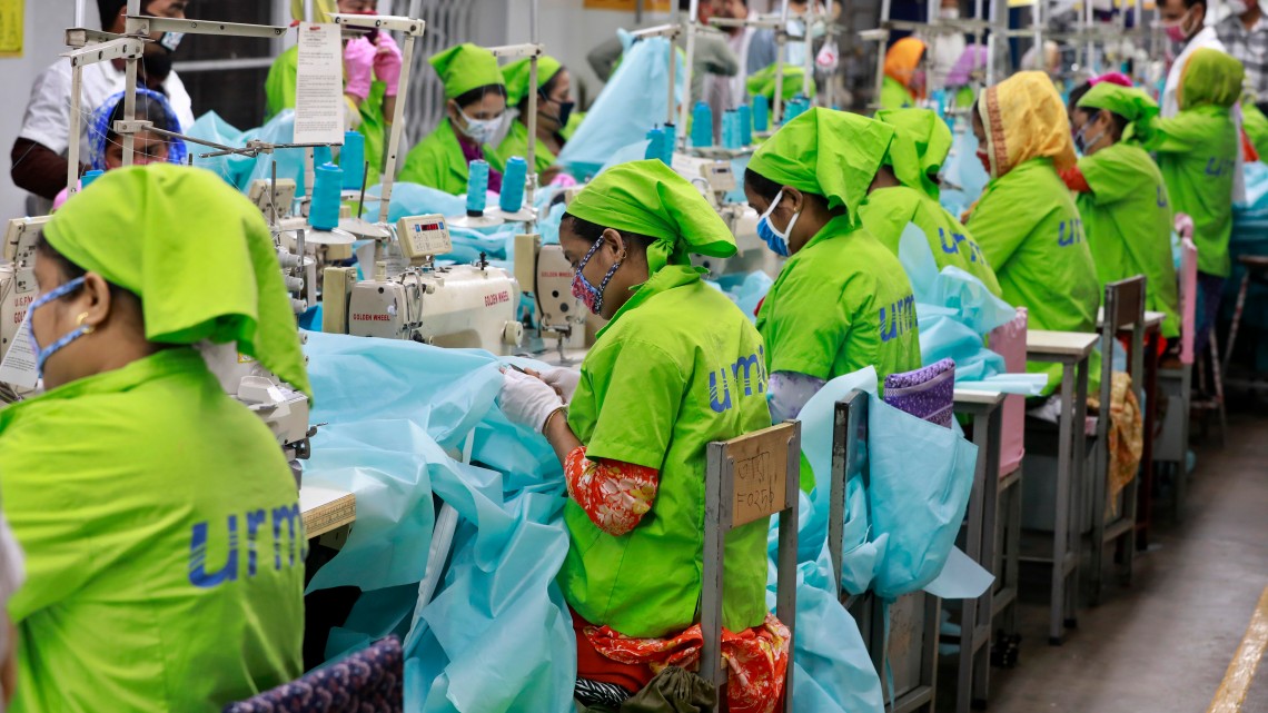 Garment workers in an Indonesian factory. 