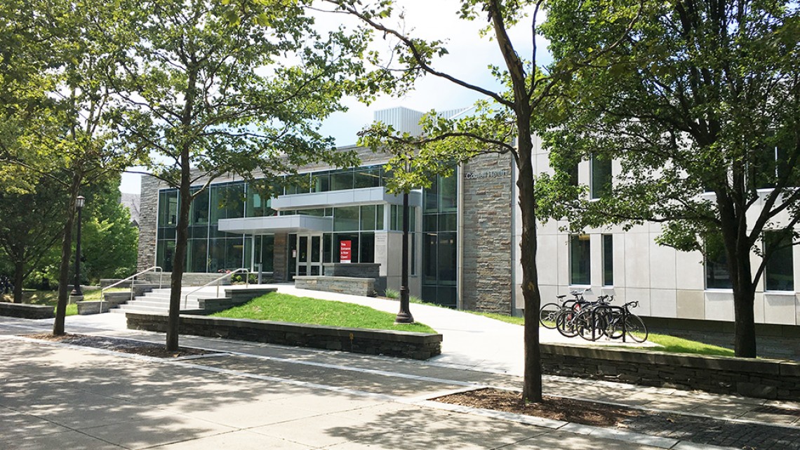 Exterior of Cornell Health building from Ho Plaza