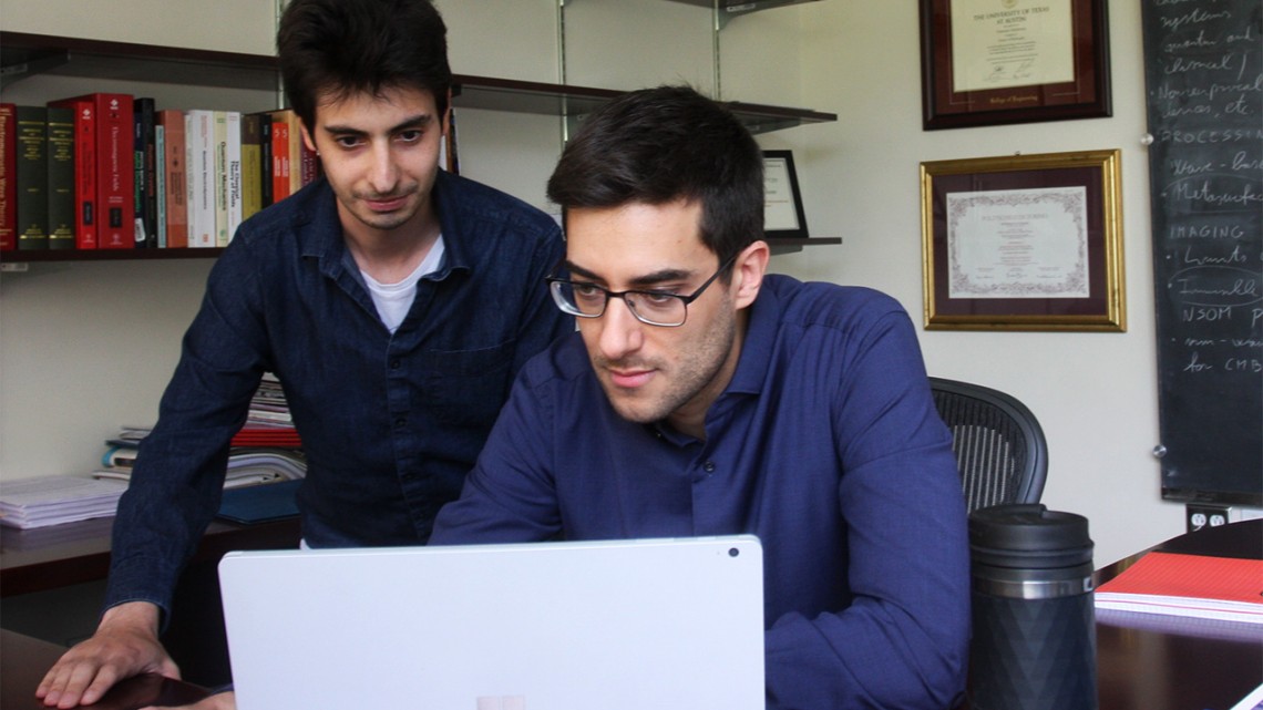 Francesco Monticone, assistant professor in the School of Electrical and Computer Engineering (right), and doctoral student Zeki Hayran.