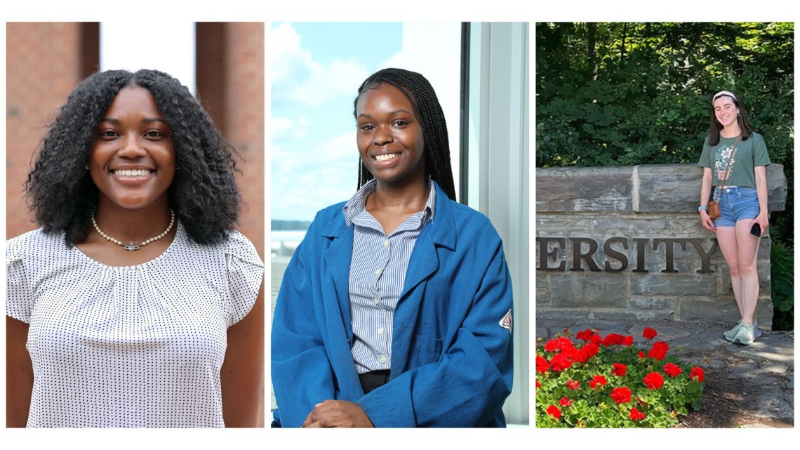 three images of undergraduate researchers