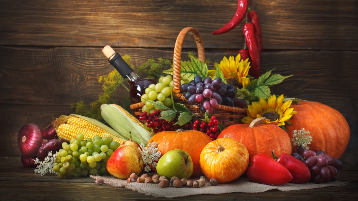 An arrangement of colorful fall crops