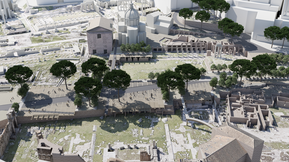 aerial view of model of Rome