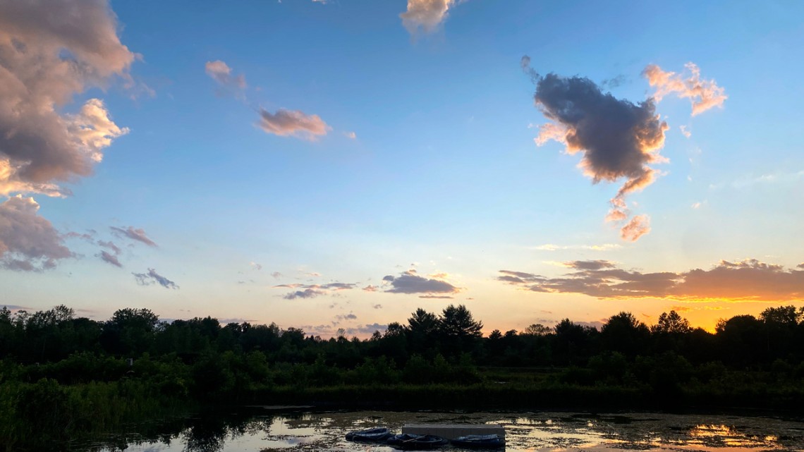 Pond plant corrals at the Cornell Experimental Pond Facility.