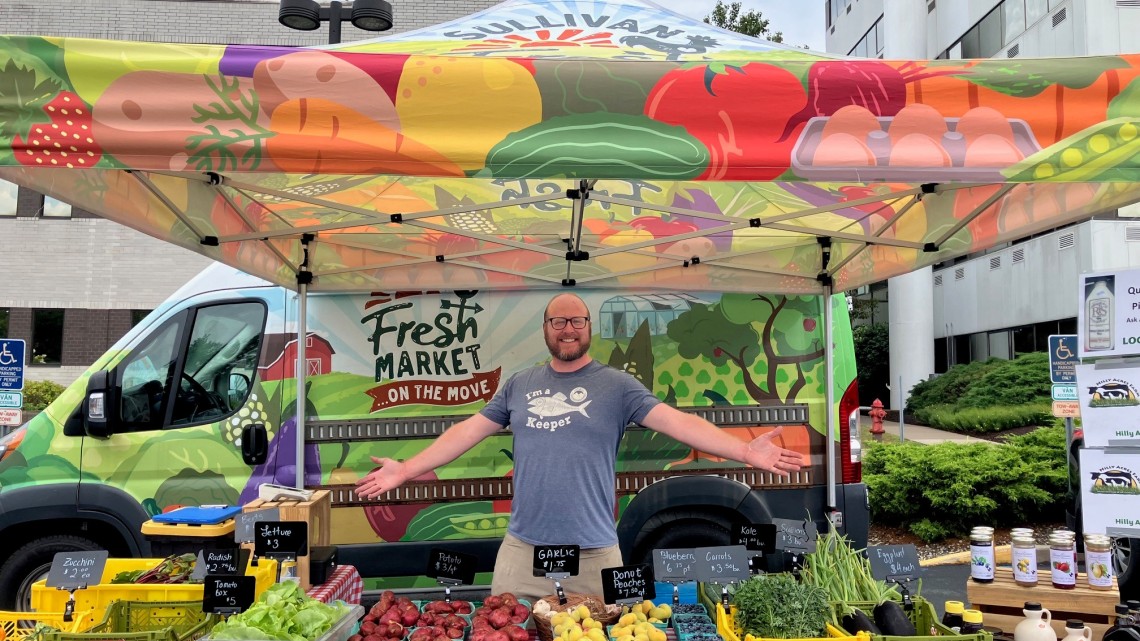 Sullivan Fresh staff at mobile market stop