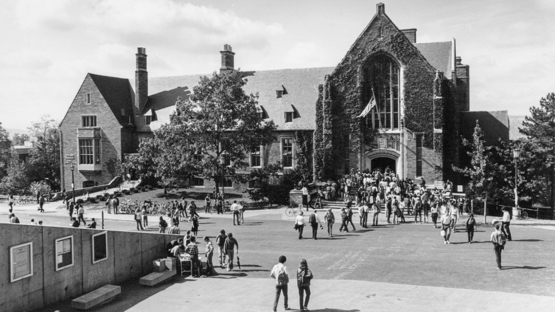 Willard Straight Hall Plaza in 1977