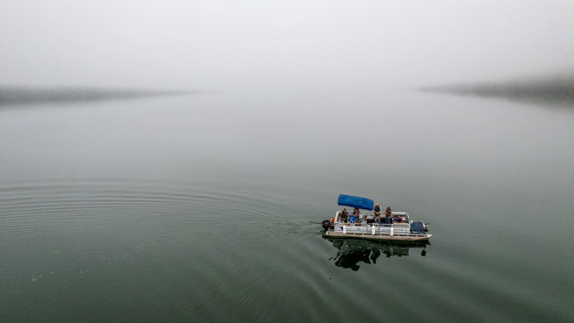 A team of scientists from Cornell, the State University of New York College of Environmental Science and Forestry and the New York State Department of Environmental Conservation took a DEC boat out onto Seneca Lake in September to place sensors and take water samples from the lake's depths.