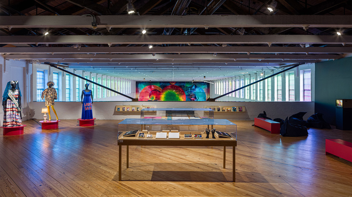 The space for Jeffrey Gibson’s exhibition at The Broad in Los Angeles.