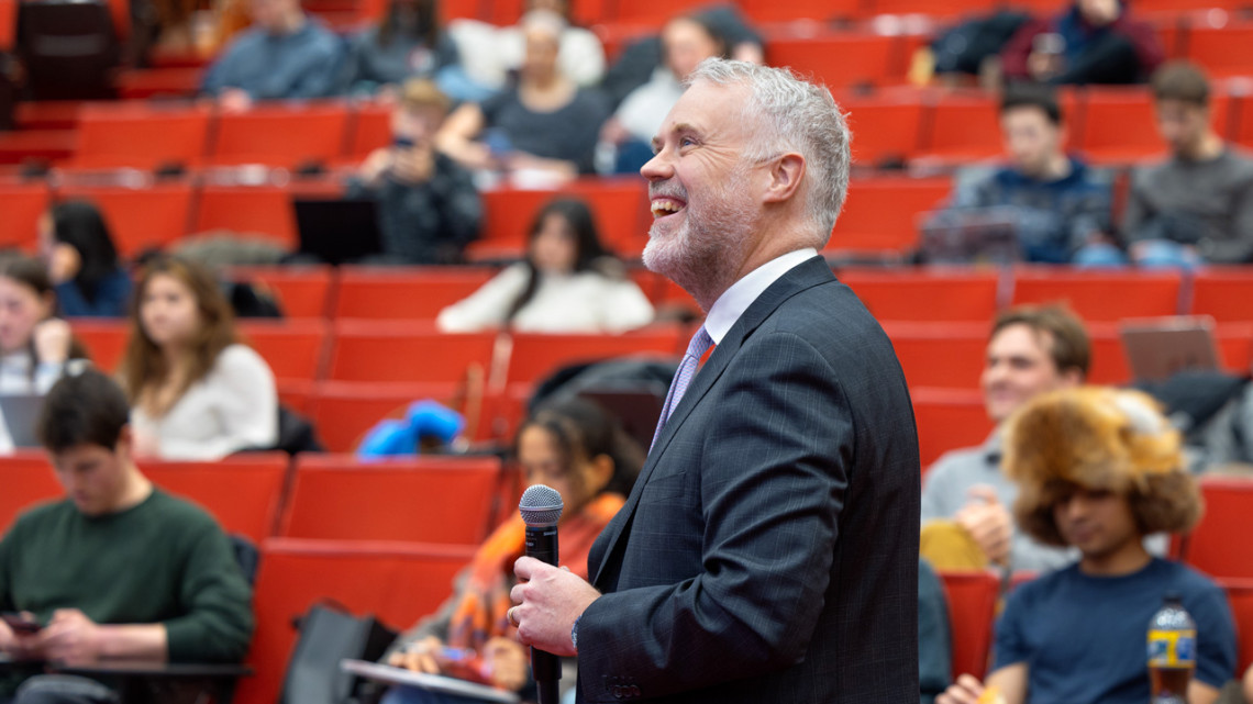 Peter John Loewen, the Harold Tanner Dean of Arts and Sciences, leads his government class, Disagreement.