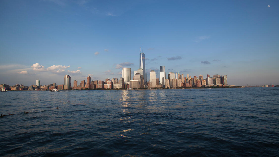 The New York City skyline as seen from New Jersey.