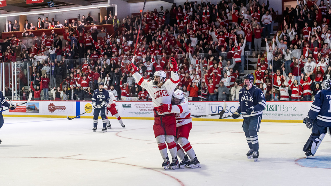 The student section erupts as Cornell scores against Yale in 2025.
