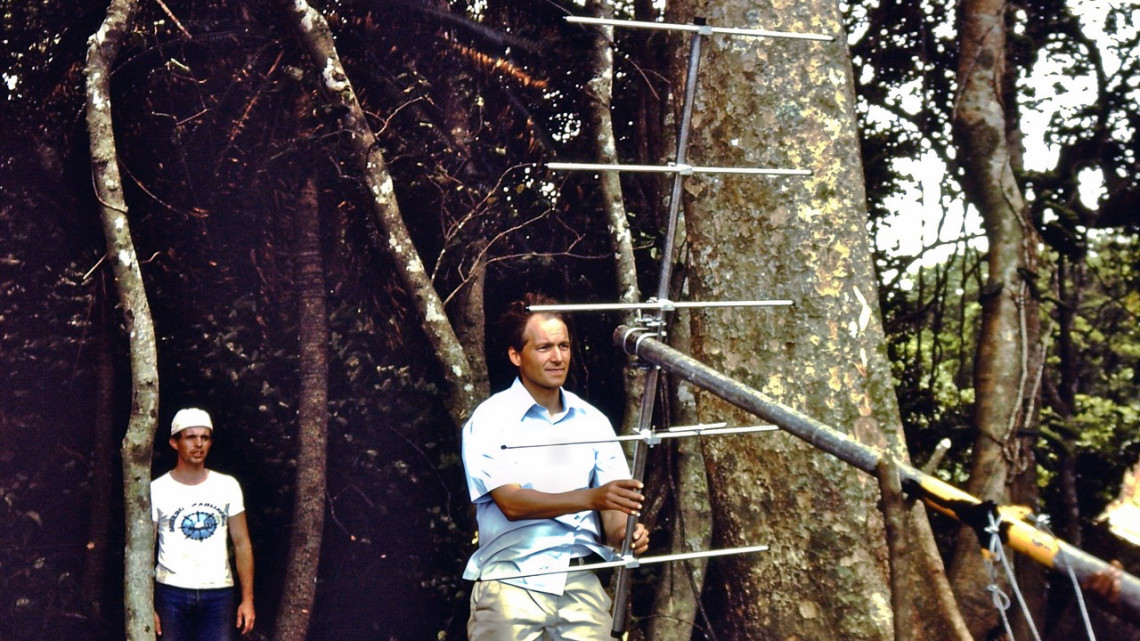 Bryan Isacks installs seismometers and tilt meters in the Republic of Vanuatu as part of his research into plate tectonics and subductions zones.