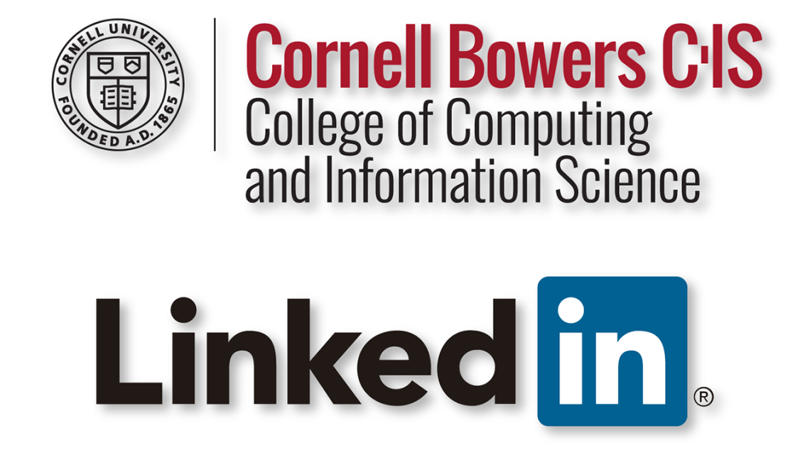 The logos for Cornell Bowers CIS and LinkedIn are displayed over a white background.