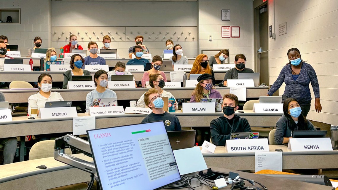 Students in "Global Climate Change Science and Policy" prepare for the COP26 meeting.