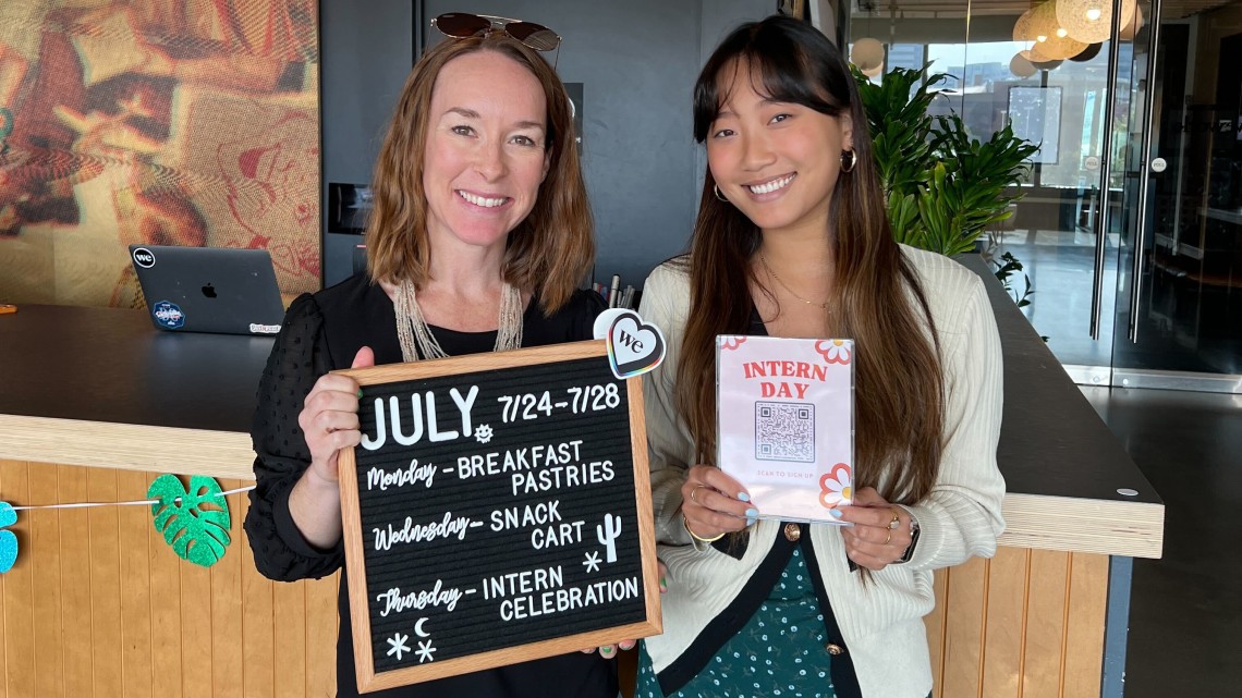 Kessler Fellow Emma Shen celebrates Intern Week with her manager.