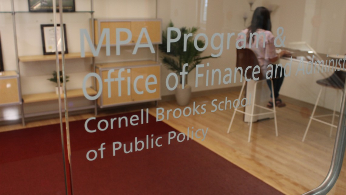 Entrance to the MPA office at the Brooks School of Public Policy