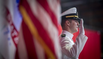 ROTC cadet takes his oath. 