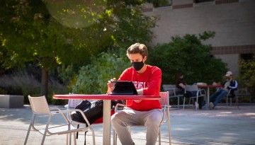 Students study outside on the Ag Quad.