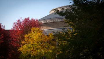 Fall colors emerge near Bailey Hall.