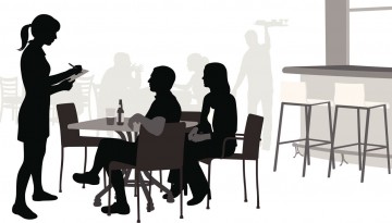 Illustration of women taking order at restaurant
