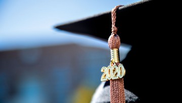 A graduation cap with a 2020 tassel. 