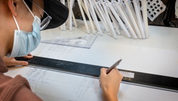 A student works in Milstein Hall.