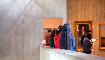Students attend class at the Herbert F. Johnson Museum of Art.