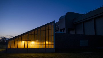 Boyce Thompson Institute glows at dusk.