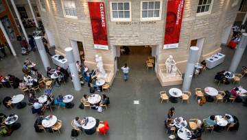 Students study and enjoy lunch in Klarman Hall.