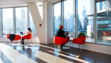 Students work in the Tata Innovation Center at Cornell Tech’s campus on Roosevelt Island.