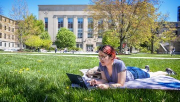 Students study on the Ag Quad.