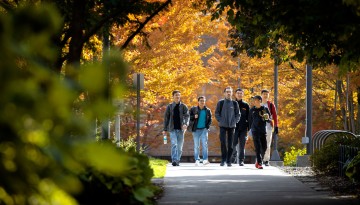 Students head to morning classes near the Space Sciences Building.