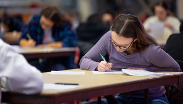 Students take Fall 2022 final exams in Barton Hall.