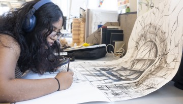 Students work in the Rand Hall studios.