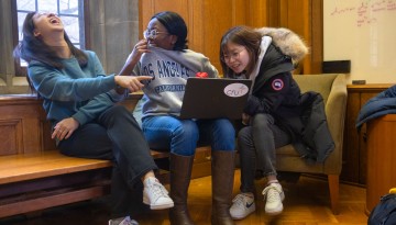 Students take a break together during finals week in Willard Straight Hall.