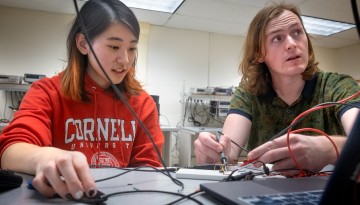 Students work in an electronics lab in Phillips Hall.